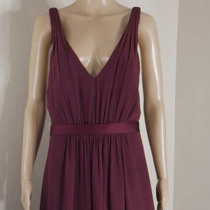 White by Vera Wang Wine Red Chiffon Long Formal Dress Womens Size 14 New